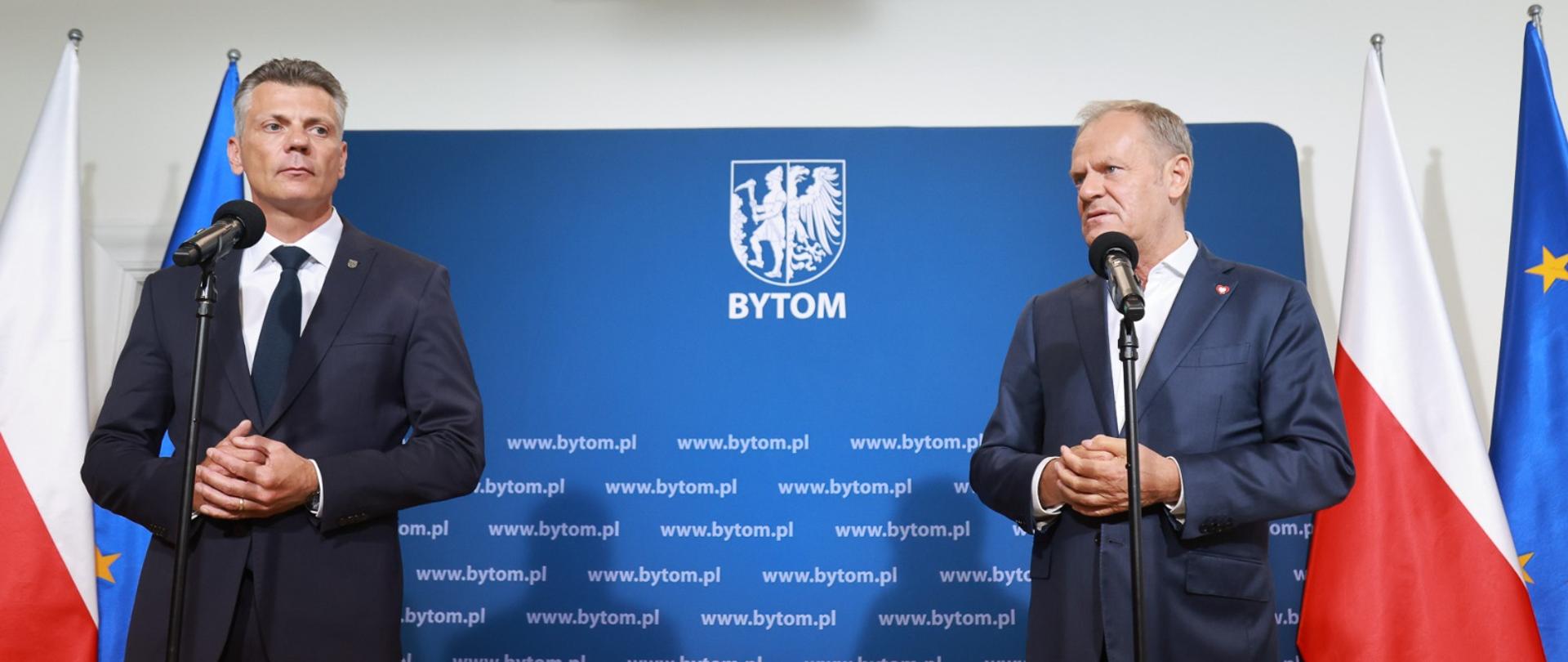 Premier Donald Tusk i Prezydent Bytomia Mariusz Wołosz