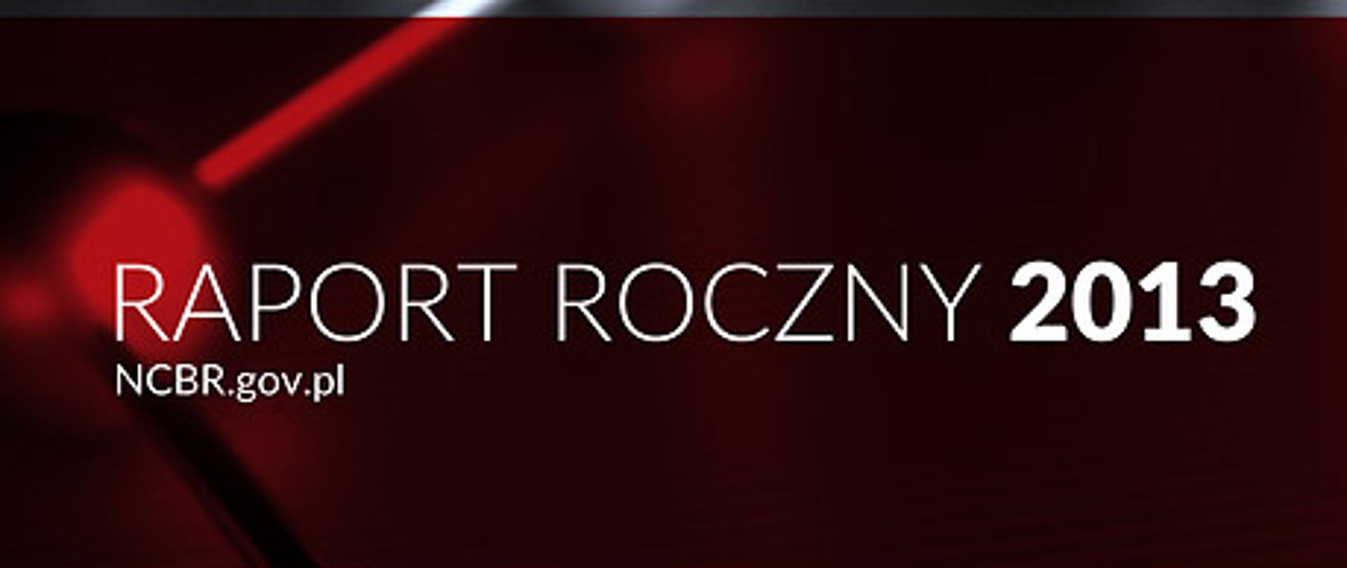 Napis Raport Roczny 2013 na czerwonym tle, całość reszta tła to połączone kule